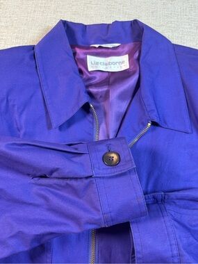 Liz Claiborne Vintage Vibrant Purple Zip-Front Bomber Jacket Sz 12